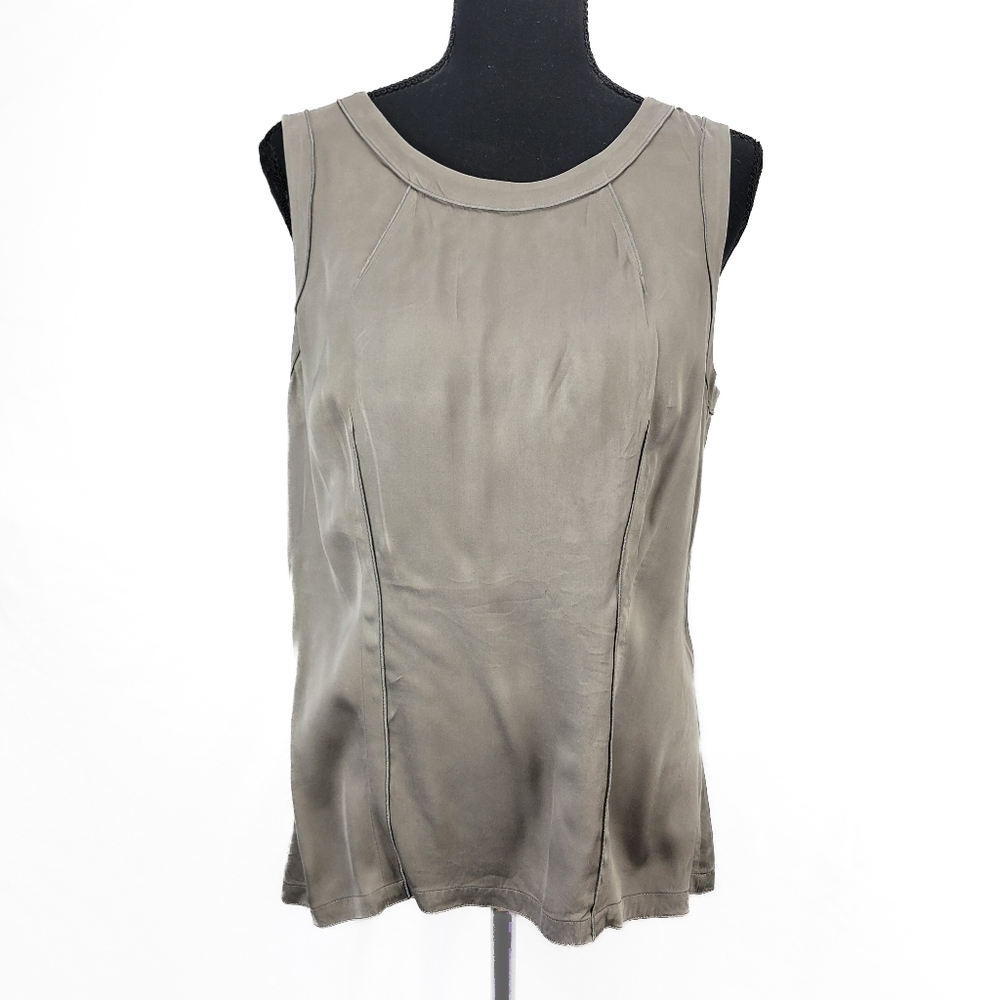 🔥 (5for$35) ANN TAYLOR Sleek Gray Sleeveless Top Size Medium